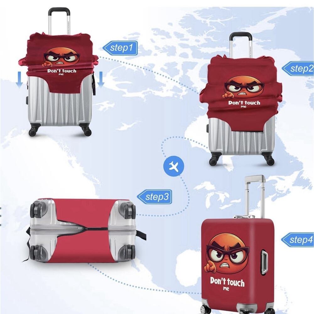 Elastic Suitcase Protective Cover Size M Check Pics Funny Don’t Touch Me - Picture 4 of 10